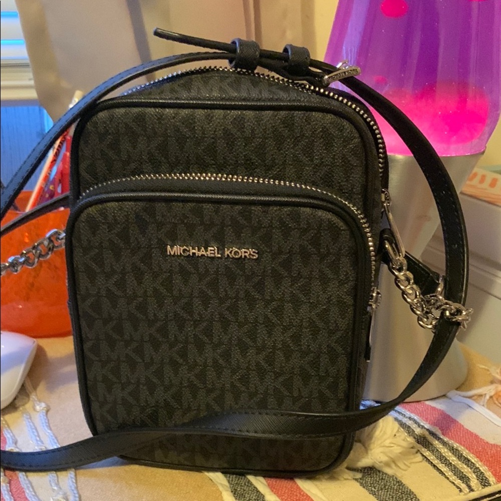 Michael Kors Black Logo Crossbody Bag with Silver Hardware - Picture 7 of 7